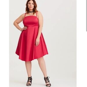 NEW Torrid Women 26 Skater Dress Pink Strappy Flared Square Neckline $99 Fun